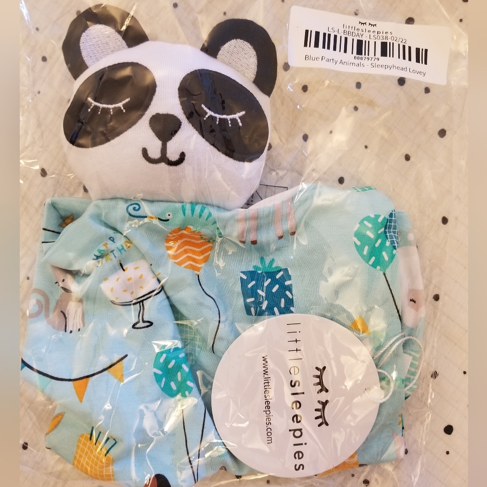 Little Sleepies Panda Blue Party Animals Lovey